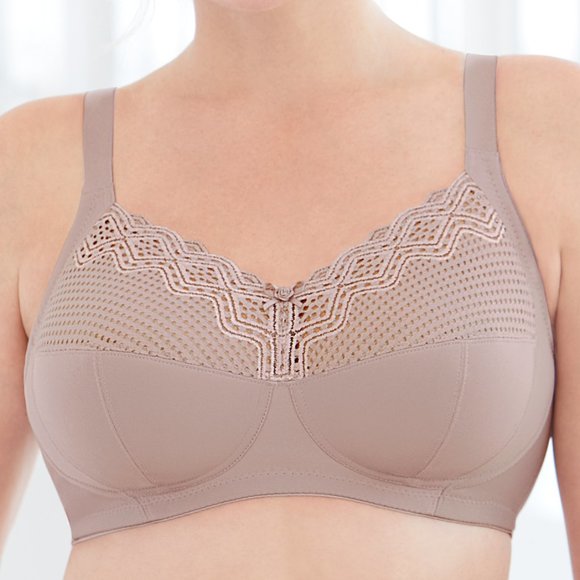 Set of 3! 50F Plus-Size Glamorise COMFORT LIFT Wireless Bra SOFT-LACE Taupe NEW - Picture 4 of 14